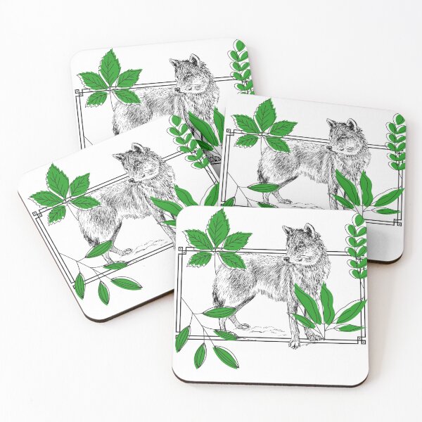 Item preview, Wild Wolf & Green Leaves - Nature Art designed and sold by Kanniax.