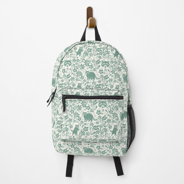 Item preview, Raccoon Floral Pattern | Cute Woodland Animal Aesthetic in Green designed and sold by WildLakePatterns.