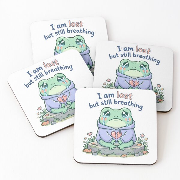 Item preview, Sad Frog Lost But Still Breathing – Cute Emotional Frog Sticker designed and sold by Elviqus Shop.