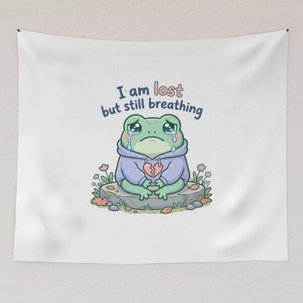 Item preview, Sad Frog Lost But Still Breathing – Cute Emotional Frog Sticker designed and sold by Elviqus Shop.