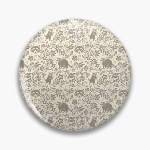 Item preview, Raccoon Floral Pattern | Cute Woodland Animal Aesthetic in Sepia designed and sold by WildLakePatterns.