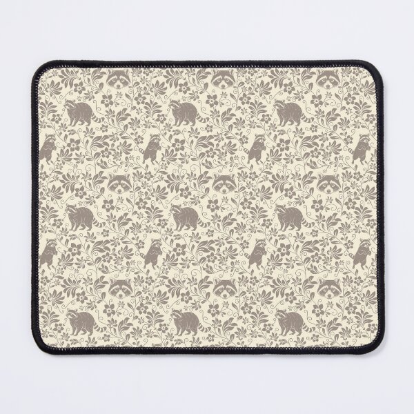 Item preview, Raccoon Floral Pattern | Cute Woodland Animal Aesthetic in Sepia designed and sold by WildLakePatterns.