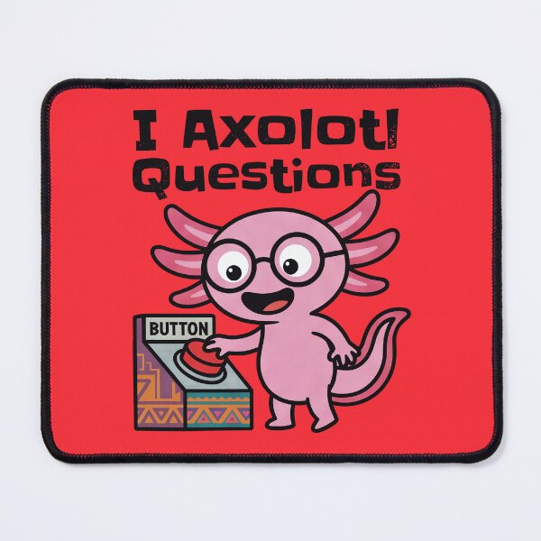 Item preview, I axolotl Questions cute nerd pink pressing Oh No red button tadpole with aztec shirt designed and sold by bard-art.