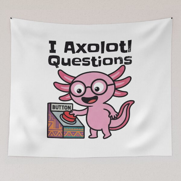Item preview, I axolotl Questions cute nerd pink pressing Oh No red button tadpole with aztec shirt designed and sold by bard-art.