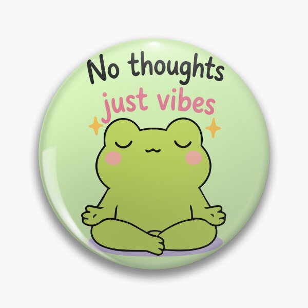 Item preview, Introvert Frog Meme Sticker 'No Thoughts, Just Vibes' Cute Frog Quote designed and sold by Olivra.
