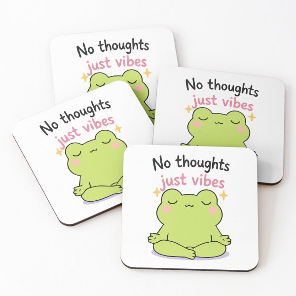 Item preview, Introvert Frog Meme Sticker 'No Thoughts, Just Vibes' Cute Frog Quote designed and sold by Olivra.