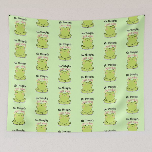 Item preview, Introvert Frog Meme Sticker 'No Thoughts, Just Vibes' Cute Frog Quote designed and sold by Olivra.