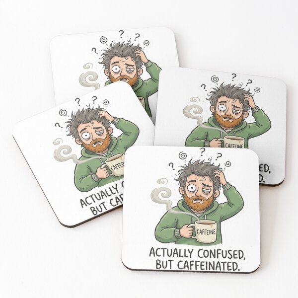 Item preview, Actually Confused But Caffeinated Funny Coffee Sticker designed and sold by JeevanStickers.