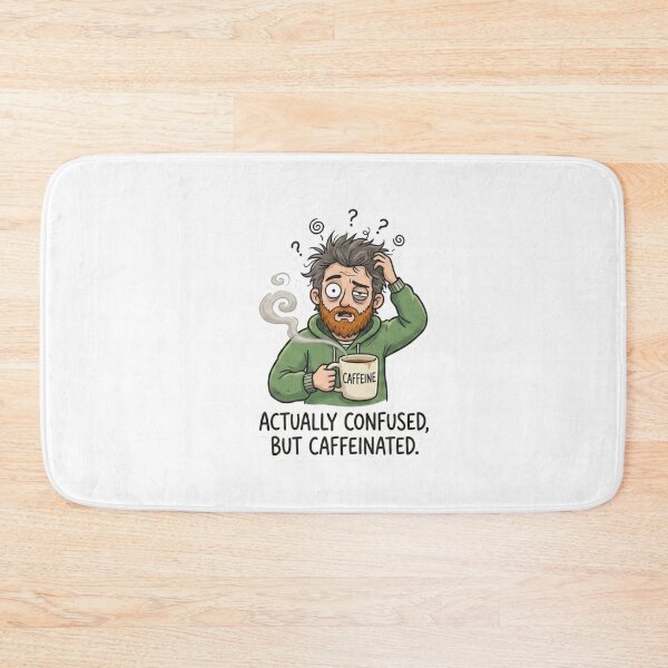 Item preview, Actually Confused But Caffeinated Funny Coffee Sticker designed and sold by JeevanStickers.