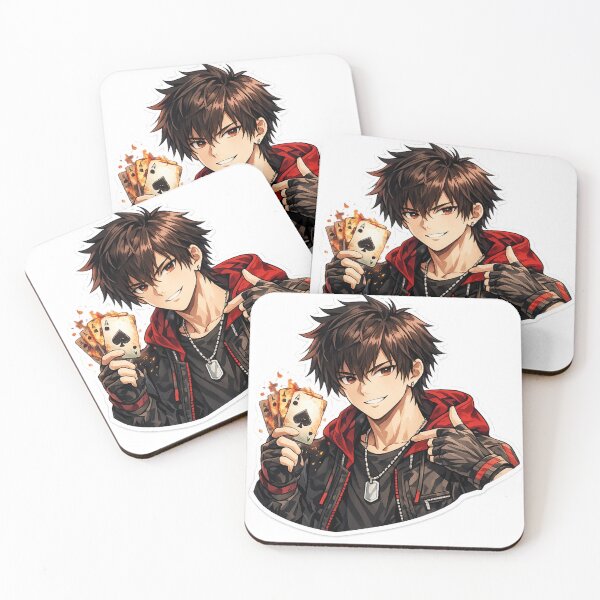 Item preview, Flaming Ace Cards Anime Protagonist - Edgy Manga Street Style designed and sold by Sticker Hubs.
