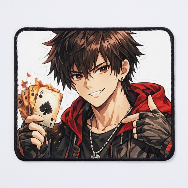 Item preview, Flaming Ace Cards Anime Protagonist - Edgy Manga Street Style designed and sold by Sticker Hubs.