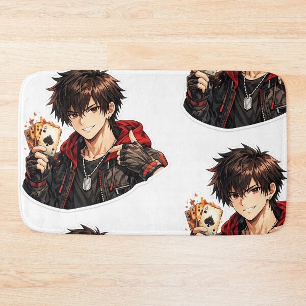Item preview, Flaming Ace Cards Anime Protagonist - Edgy Manga Street Style designed and sold by Sticker Hubs.