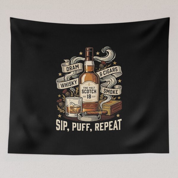 Item preview, Vintage Fine Malt Scotch Whisky and Cigars Gentleman's Bar Graphic designed and sold by 89BLACK.