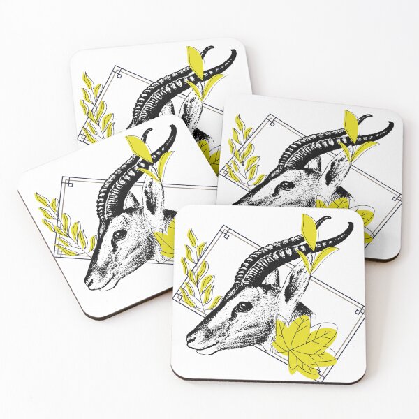 Item preview, Vintage Gazelle & Yellow Botanical Art - Safari Style designed and sold by Kanniax.