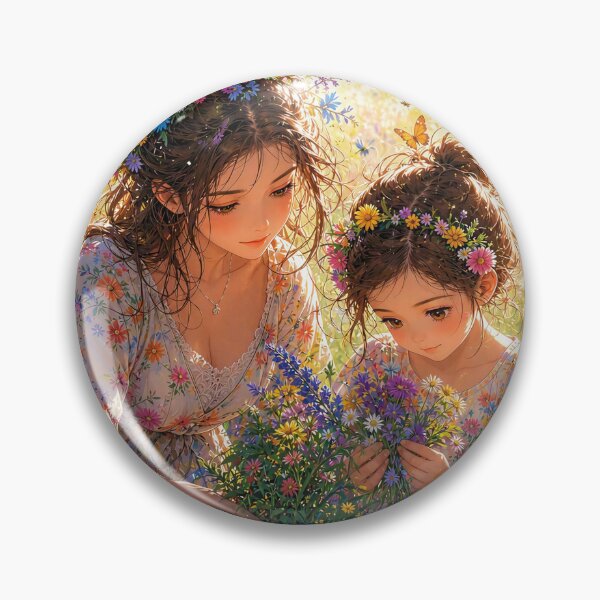 Item preview, Mom and Daughter Gathering Wildflowers and Herbs designed and sold by M-Y-A-R-T-.
