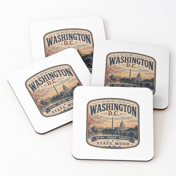 Item preview, Diseño de monumentos con ambiente vintage del estado de Washington D.C. designed and sold by StateMoodDesigns.