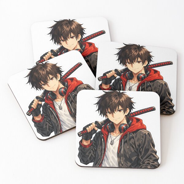 Item preview, Urban Samurai Anime Boy Sticker - Modern Katana Streetwear Art designed and sold by Sticker Hubs.