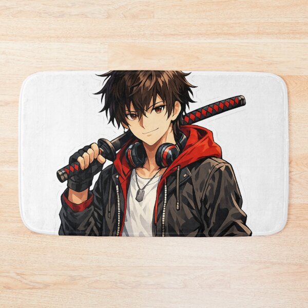 Item preview, Urban Samurai Anime Boy Sticker - Modern Katana Streetwear Art designed and sold by Sticker Hubs.