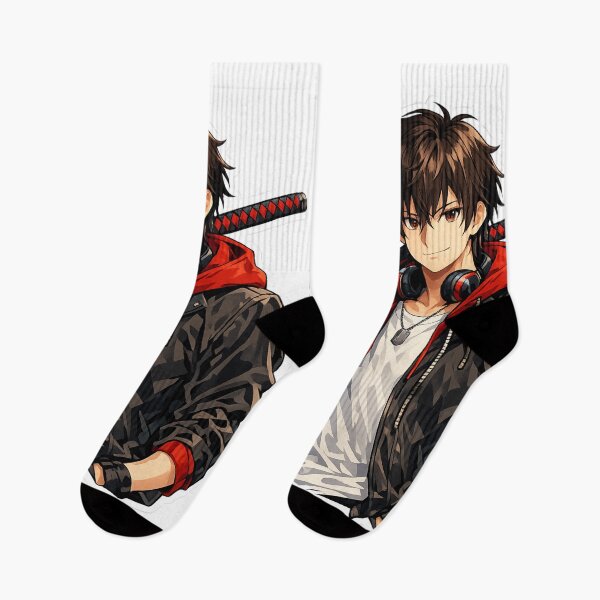 Item preview, Urban Samurai Anime Boy Sticker - Modern Katana Streetwear Art designed and sold by Sticker Hubs.