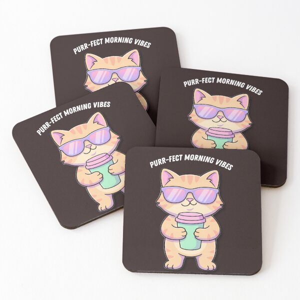 Item preview, Purr-fect Morning Vibes - Cute Kawaii Cat with Sunglasses and Coffee designed and sold by Aervik.