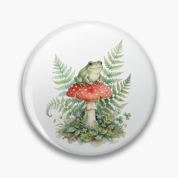 Artikelvorschau, Vintage-Fliegenpilz | Frosch im Cottagecore-Stil & botanische Aquarellmalerei entworfen und verkauft von OVERRIDESTUDIOS.