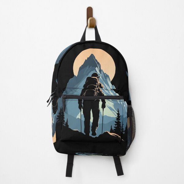 Item preview, Silhouette Hiker Conquering Peak at Golden Sunset Art designed and sold by RamyGallery.