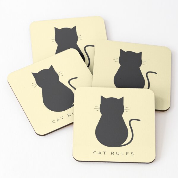 Item preview, Minimalist Cat Rules - Modern Feline Wall Art - Yellow designed and sold by Très Joli Brothers.