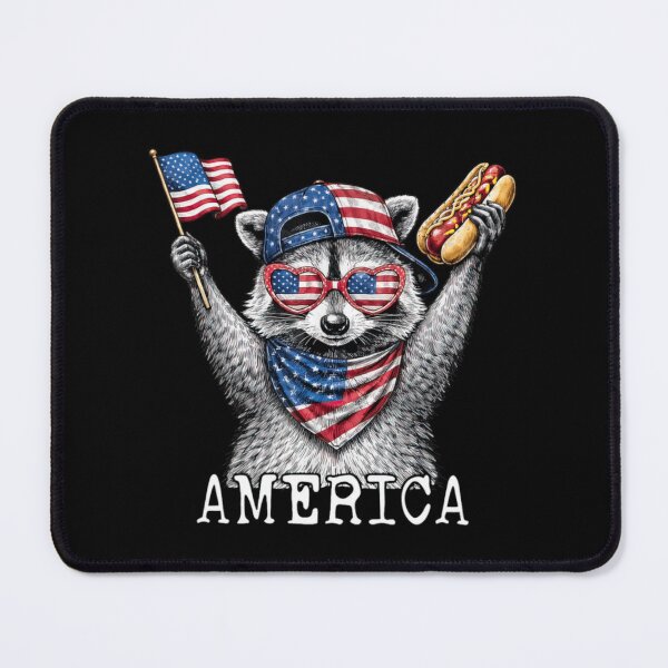 Item preview, Funny America Raccoon Patriotic Animal Red White Blue July 4th Meme Classic T-Shirt designed and sold by Lilbahlil.