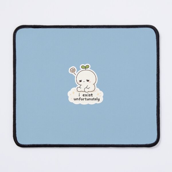 Item preview, I Exist Unfortunately Cute Sad Sticker | Relatable Mood Meme Aesthetic Kawaii Character designed and sold by Qingtian814.