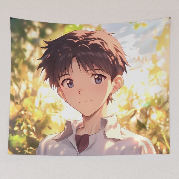 Item preview, Shinji Ikari Neon Genesis Evangelion Golden Hour Warm Light Gentle Smile designed and sold by PMartistStudio.