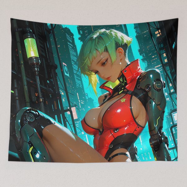 Aperçu de l'œuvre Style futuriste de ville néon pour une waifu anime cyberpunk créée et vendue par BorgSpareParts.