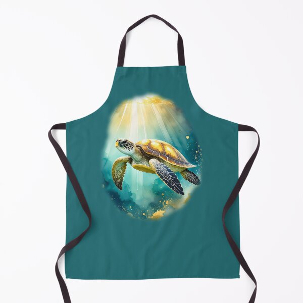 Item preview, Breathtaking watercolor sea turtle golden sunlight ocean swimming marine art print designed and sold by icemanphotos.