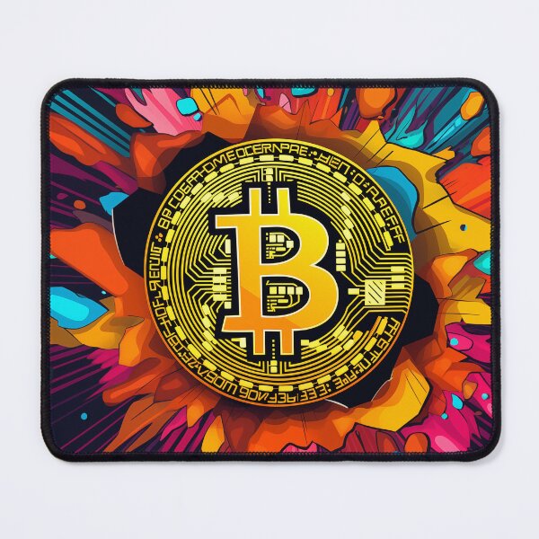 Item preview, Bitcoin coin in paint splashes, colorful pop art designed and sold by GiriaGallery.
