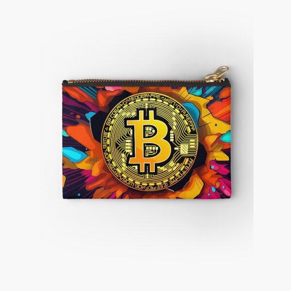 Item preview, Bitcoin coin in paint splashes, colorful pop art designed and sold by GiriaGallery.