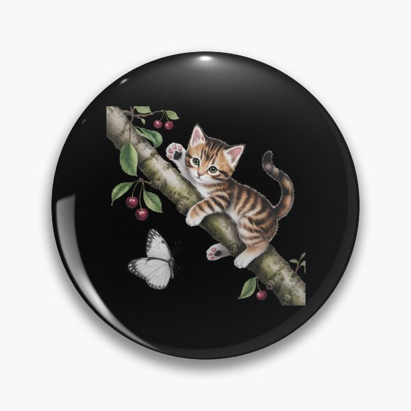 Item preview, Cute Cat Kitten Cherry Branch Cat Lover And Butterfly designed and sold by TrinaEspinoza.