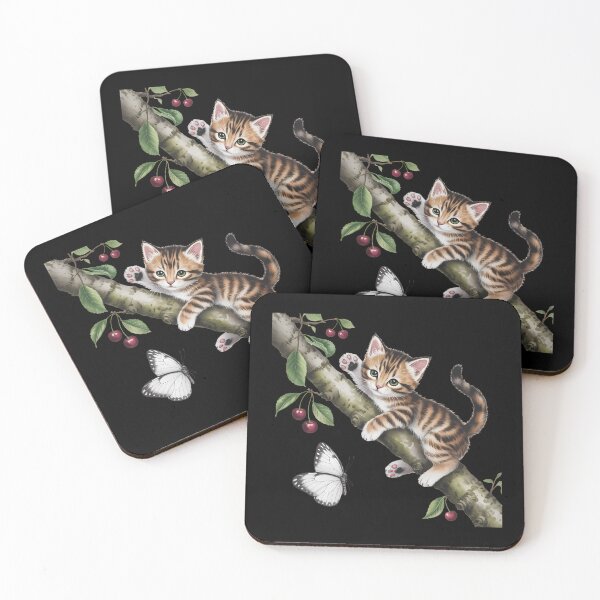 Item preview, Cute Cat Kitten Cherry Branch Cat Lover And Butterfly designed and sold by TrinaEspinoza.