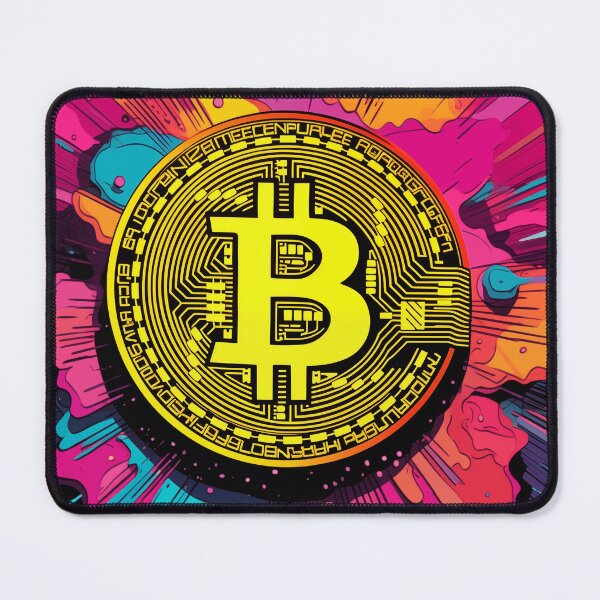 Item preview, Bitcoin coin in paint splashes, colorful pop art designed and sold by GiriaGallery.