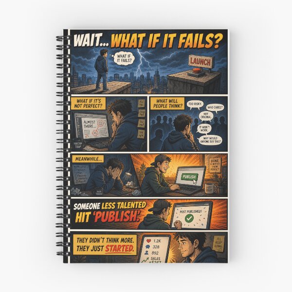 Item preview, What If It Fails? – Overthinking vs Action Motivation Comic designed and sold by the-dovlat.
