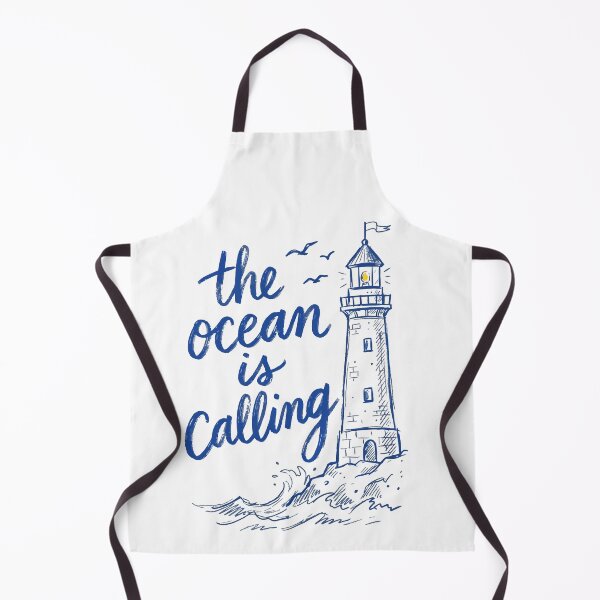 Item preview, The Ocean Is Calling – Hand Lettered Lighthouse Coastal Quote designed and sold by Globe Glee Designs.