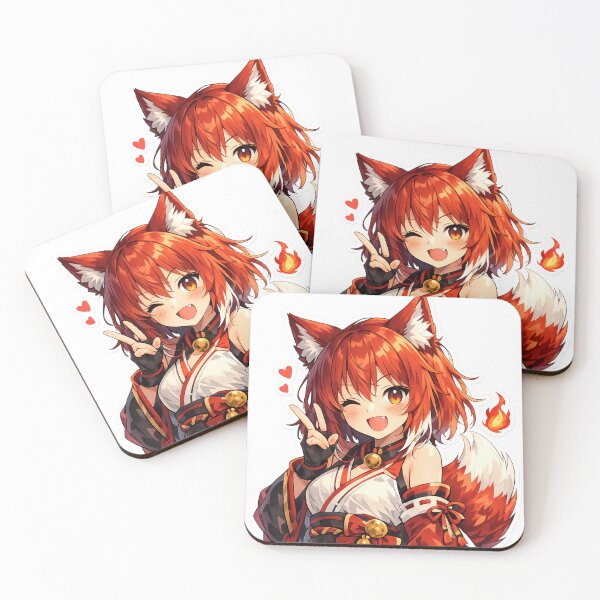 Item preview, Cute Anime Kitsune Girl Sticker - Red Fox Spirit Manga Art designed and sold by Sticker Hubs.
