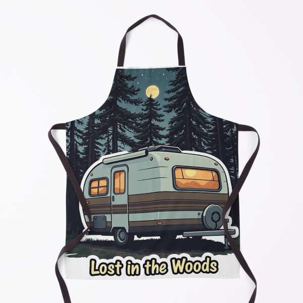 Item preview, Lost in the Woods Sticker — Retro Camper Trailer Pine Forest Full Moon Camping Night Adventure Wilderness Decal designed and sold by CosyCush.