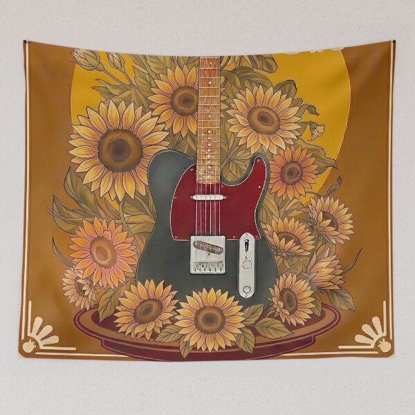 Item preview, Vintage Electric Guitar with Sunflowers - World Music Day designed and sold by Art-Arcade6.