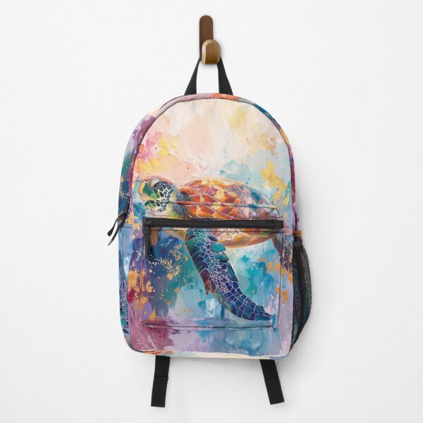 Item preview, Vibrant expressive oil painting sea turtle colorful abstract ocean art print designed and sold by icemanphotos.
