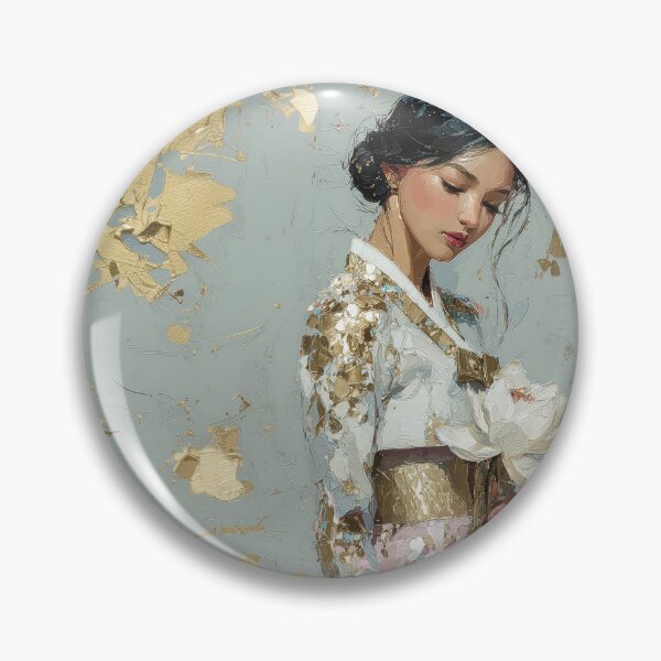 Item preview, Graceful Korean Woman in Golden Hanbok A designed and sold by colorful-white.