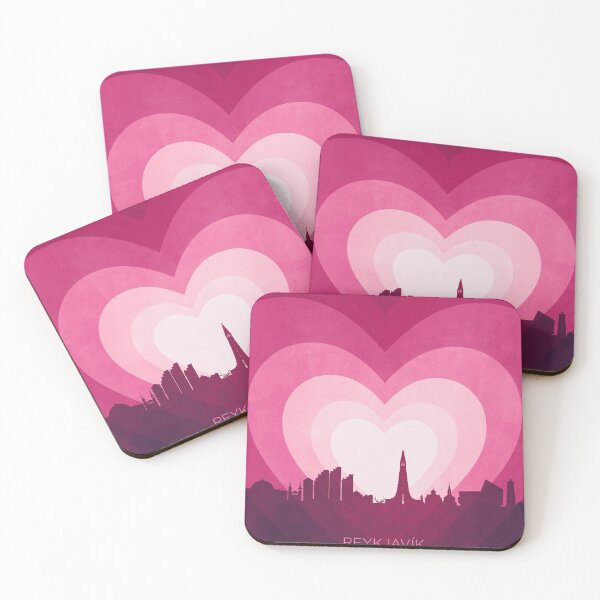 Item preview, Reykjavík Iceland Skyline Hearts Pink designed and sold by ArtPrints.