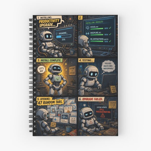 Item preview, Upgrade Failed – Funny Sci-Fi Productivity Meme Comic designed and sold by the-dovlat.