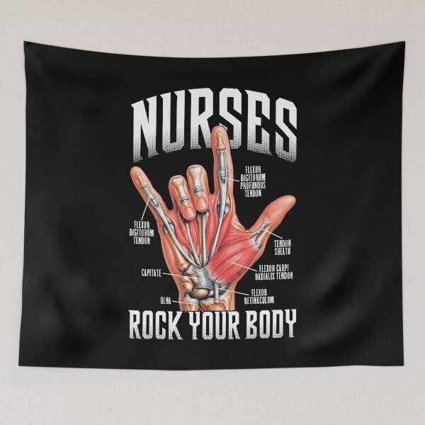 Item preview, Nurses Rock Your Body Funny Hand Horns Anatomy Nurse designed and sold by GrandeDuc.