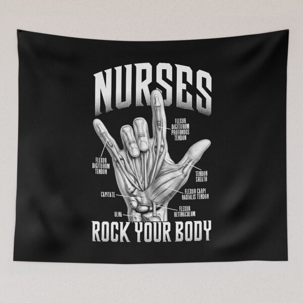 Item preview, Nurses Rock Your Body Funny Hand Horns Anatomy Nurse designed and sold by GrandeDuc.