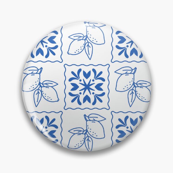 Item preview, Mediterranean blue pattern of lemons and tiles designed and sold by CHERRY--SHOP.