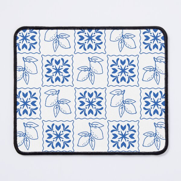 Item preview, Mediterranean blue pattern of lemons and tiles designed and sold by CHERRY--SHOP.